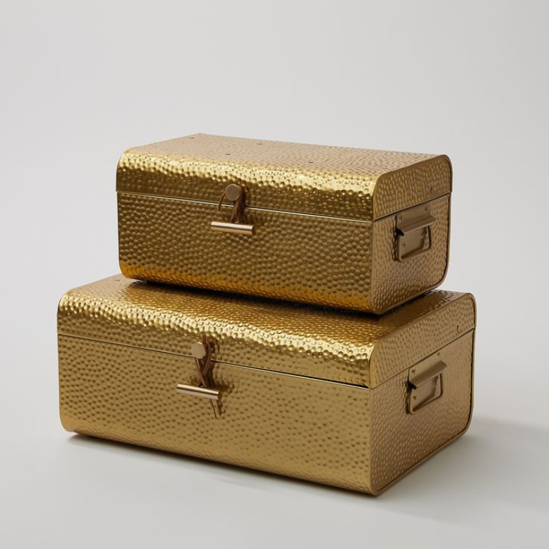 Midcentury Box in Rattan and Brass