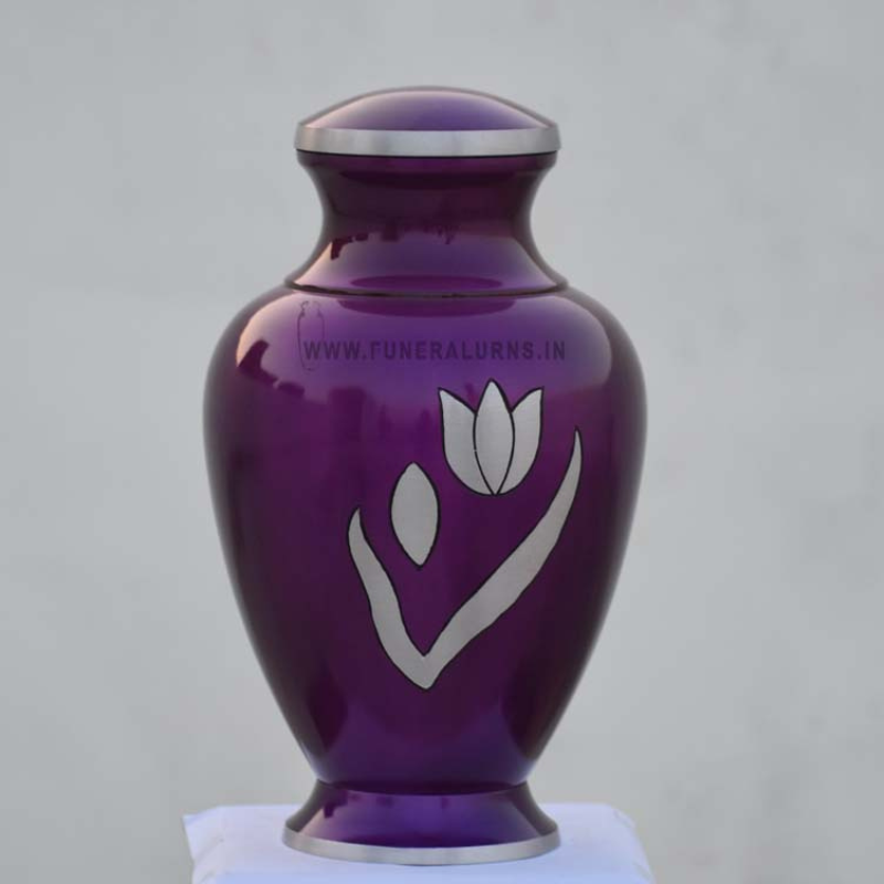 Royal Bloom Purple Brass Urn - Image 2