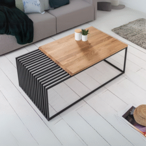 Architecture Solid Oak and Metal Coffee Table (100 cm).