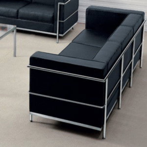 Hercules Regal Series Contemporary Black LeatherSoft Corner Sofa with Encasing Frame.