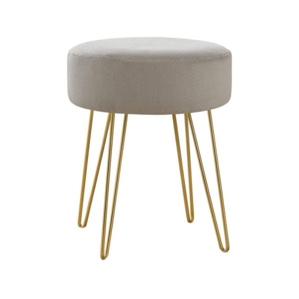 Monarch Specialties Glam Beige Round Ottoman.