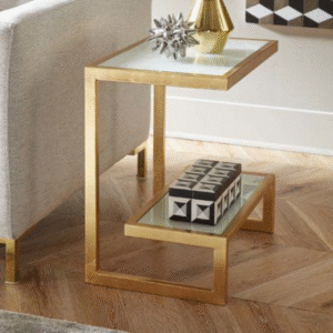 Modern Gold C-Shaped Side Table