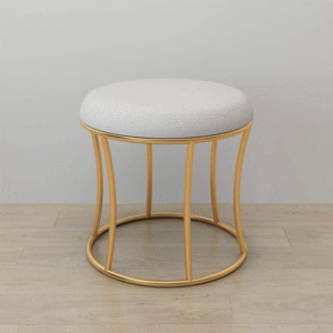 Round Metal Base Upholstered Ottoman Stool.